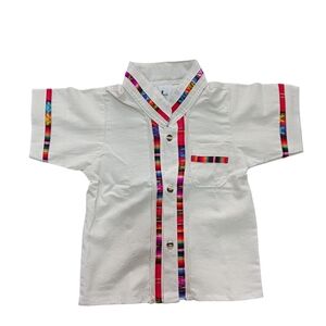 Mexican Guayabera collard shirt size 2 Cotton Blend white For Infants